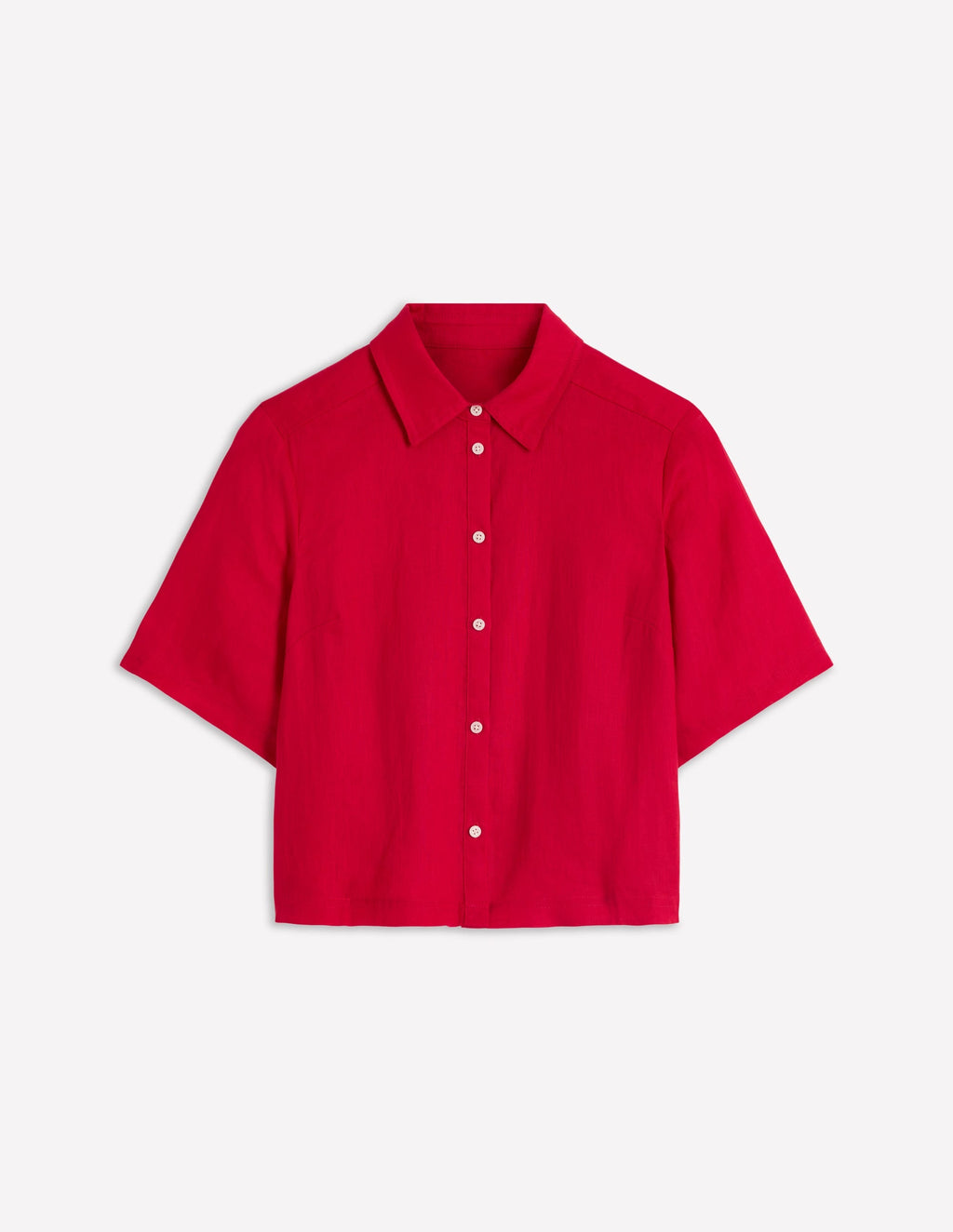 Short Sleeve Linen Shirt-Merida Red