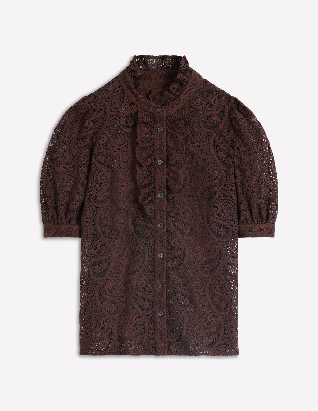 Sasha Short Sleeve Lace Top-Bitter Chocolate