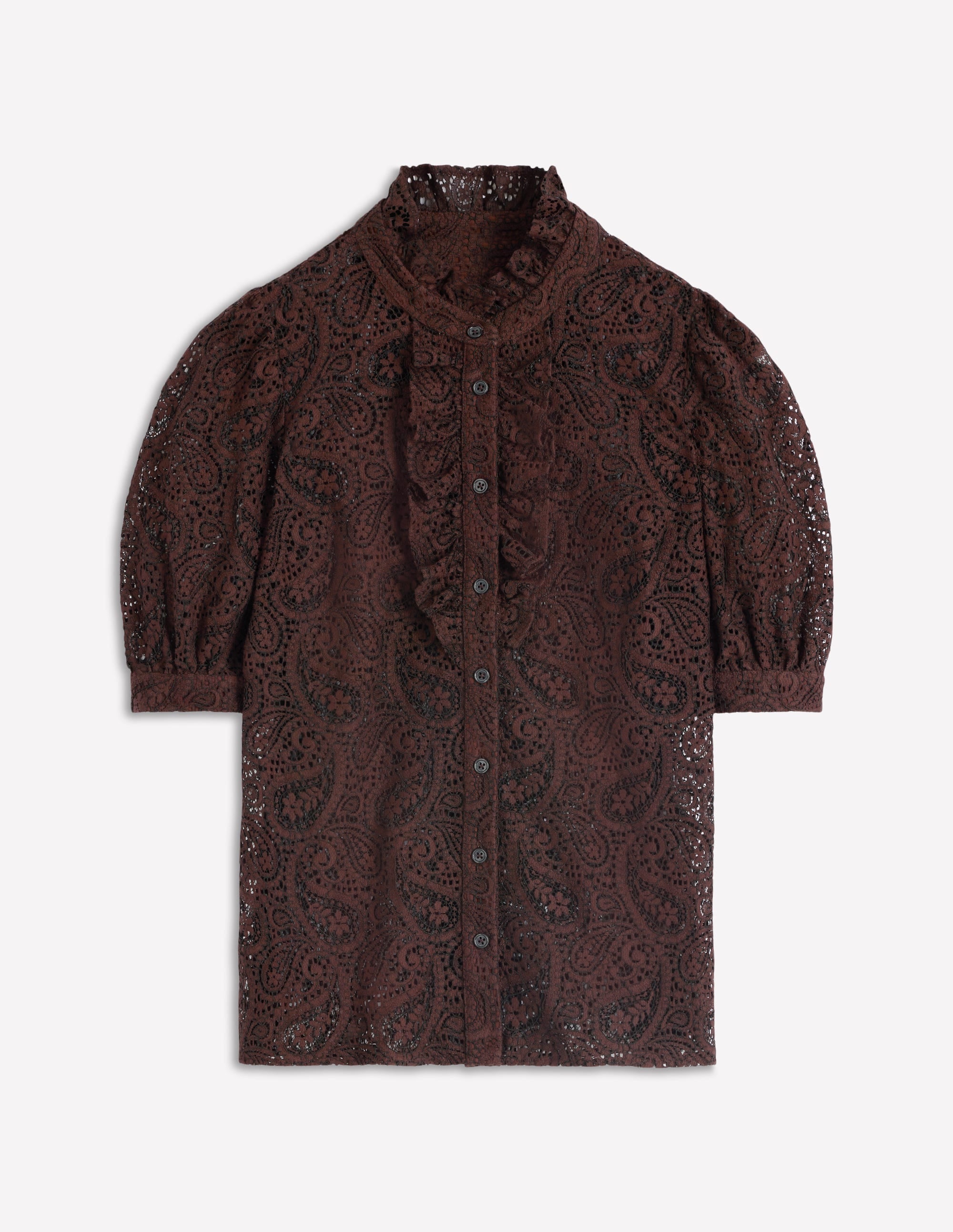 Sasha Short Sleeve Lace Top-Bitter Chocolate