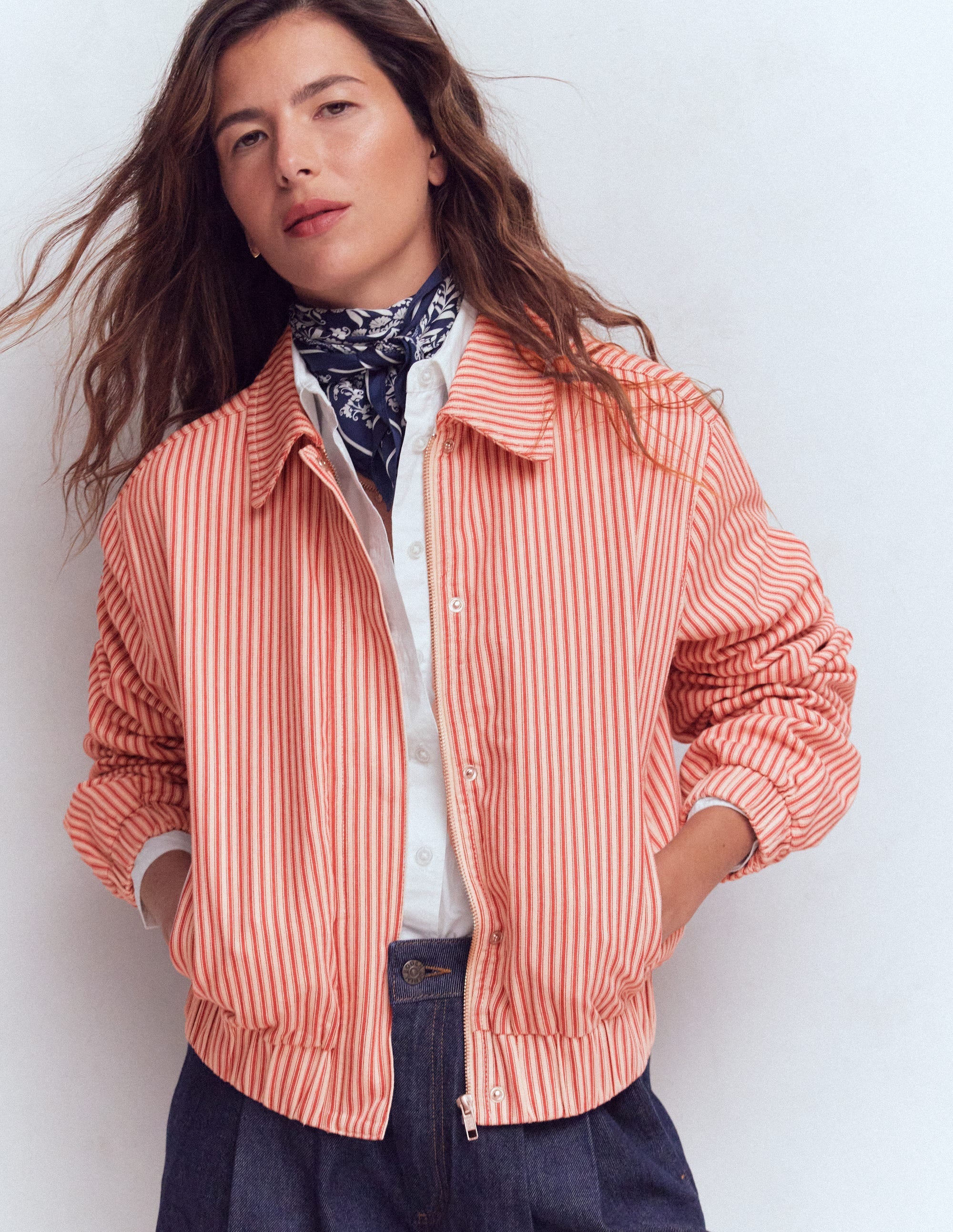 Harrington Jacket-Red Tram Stripe