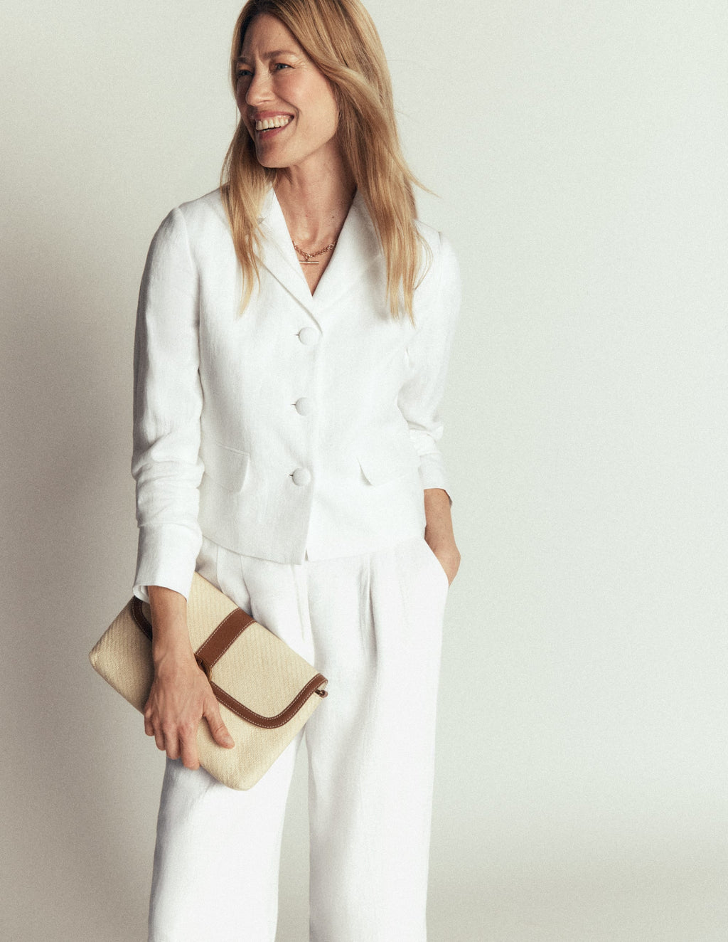 Dartmouth Linen Blazer-White