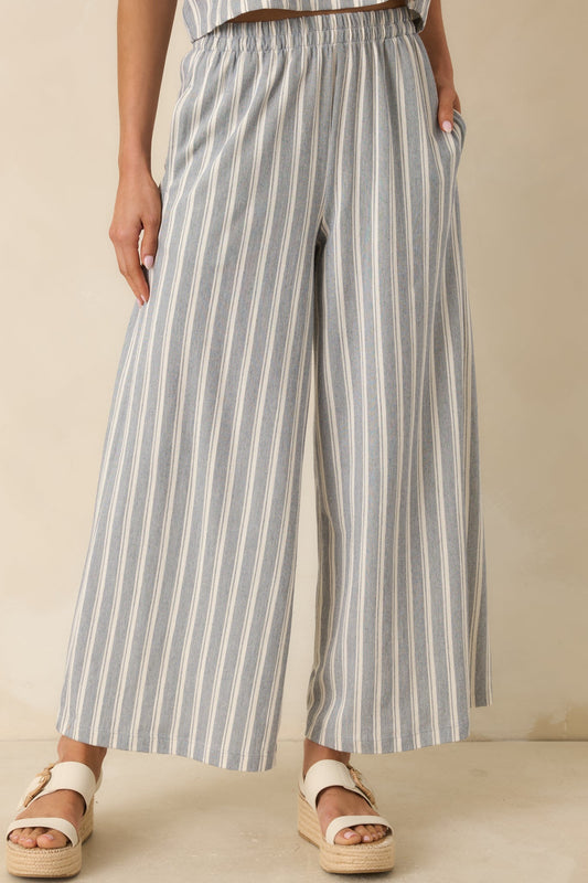 Z Supply Scout Grey & White Cotton Knit Stripe Pants