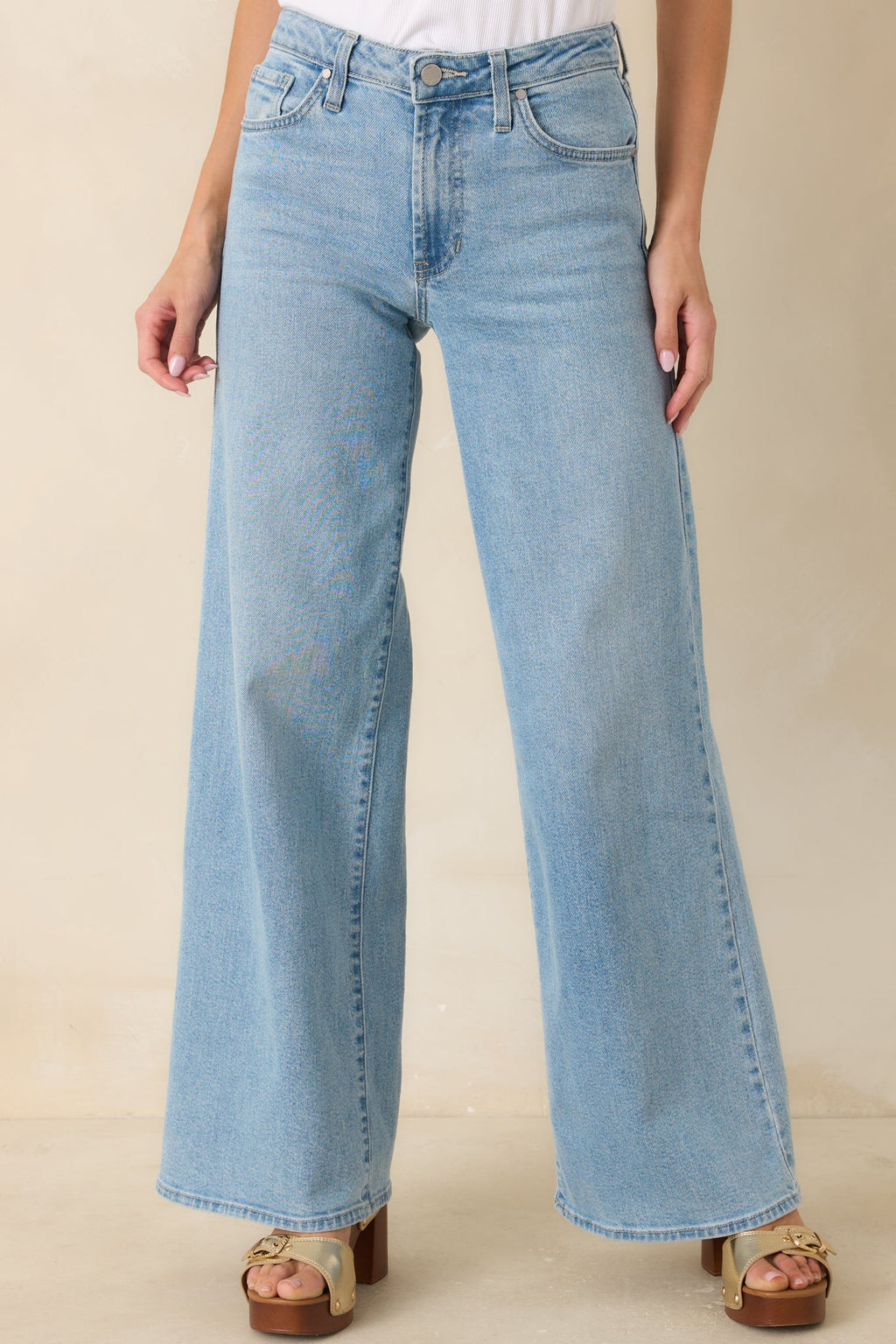 I Have Plans Light Wash Cotton Denim Wide Leg Jeans