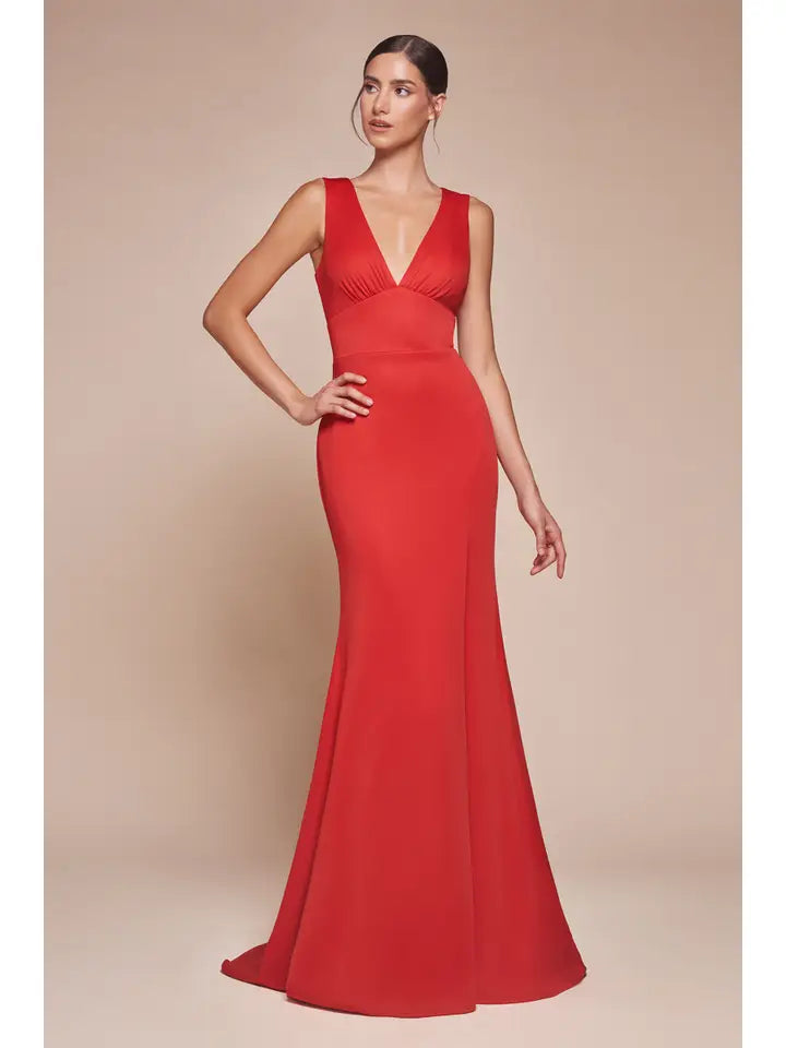 Ladivine Fitted Cutout Back Sleeveless Slit Gown
