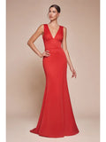 Ladivine Fitted Cutout Back Sleeveless Slit Gown