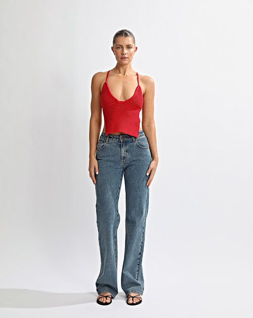 Uma Knit Top Red