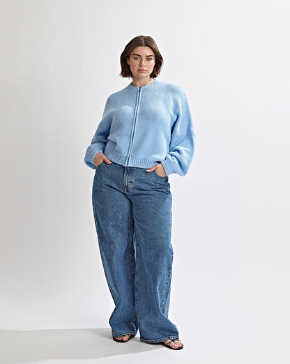 Elliot Knit Zip Jumper Blue