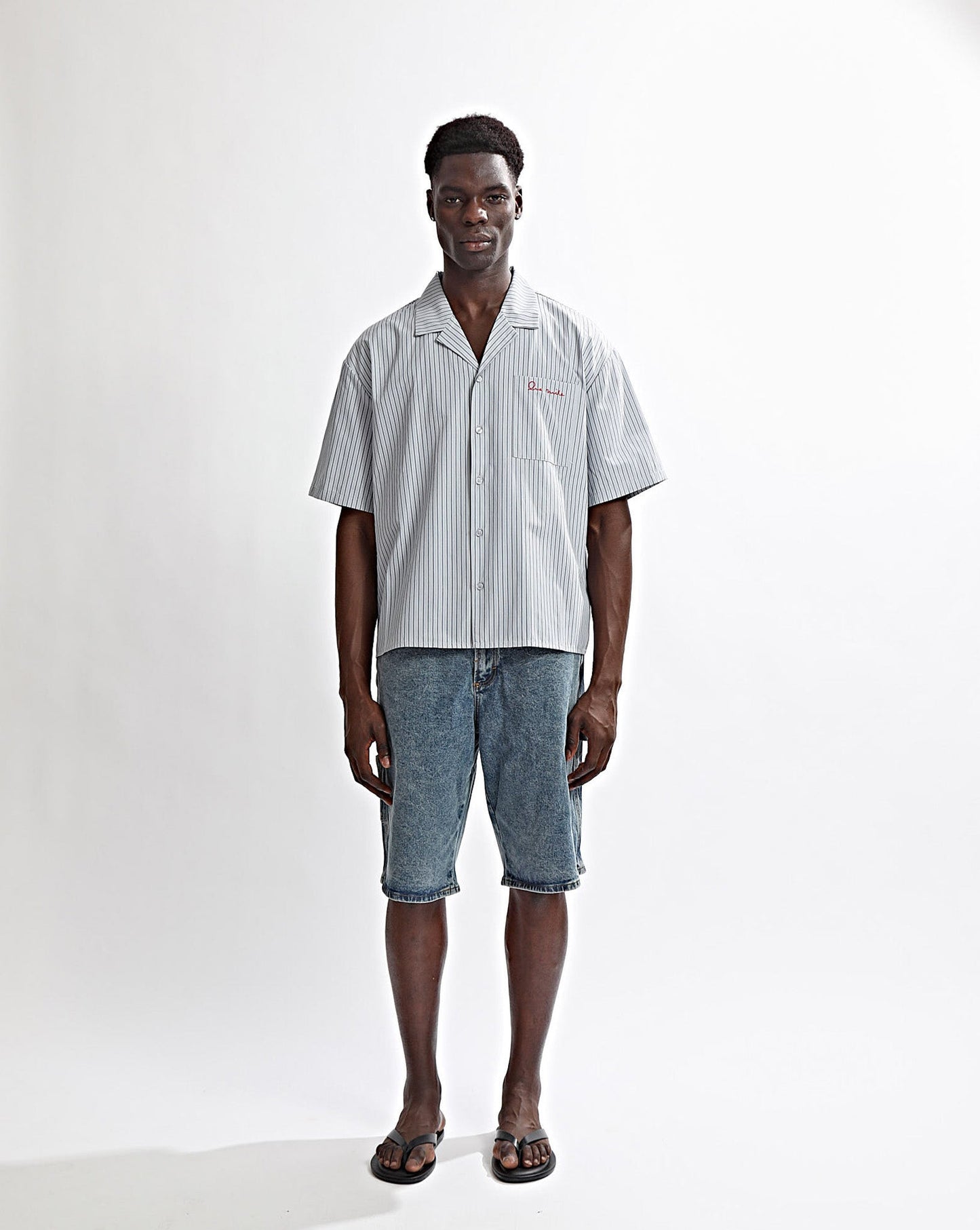 Theo Short Sleeve Shirt Grey Stripe