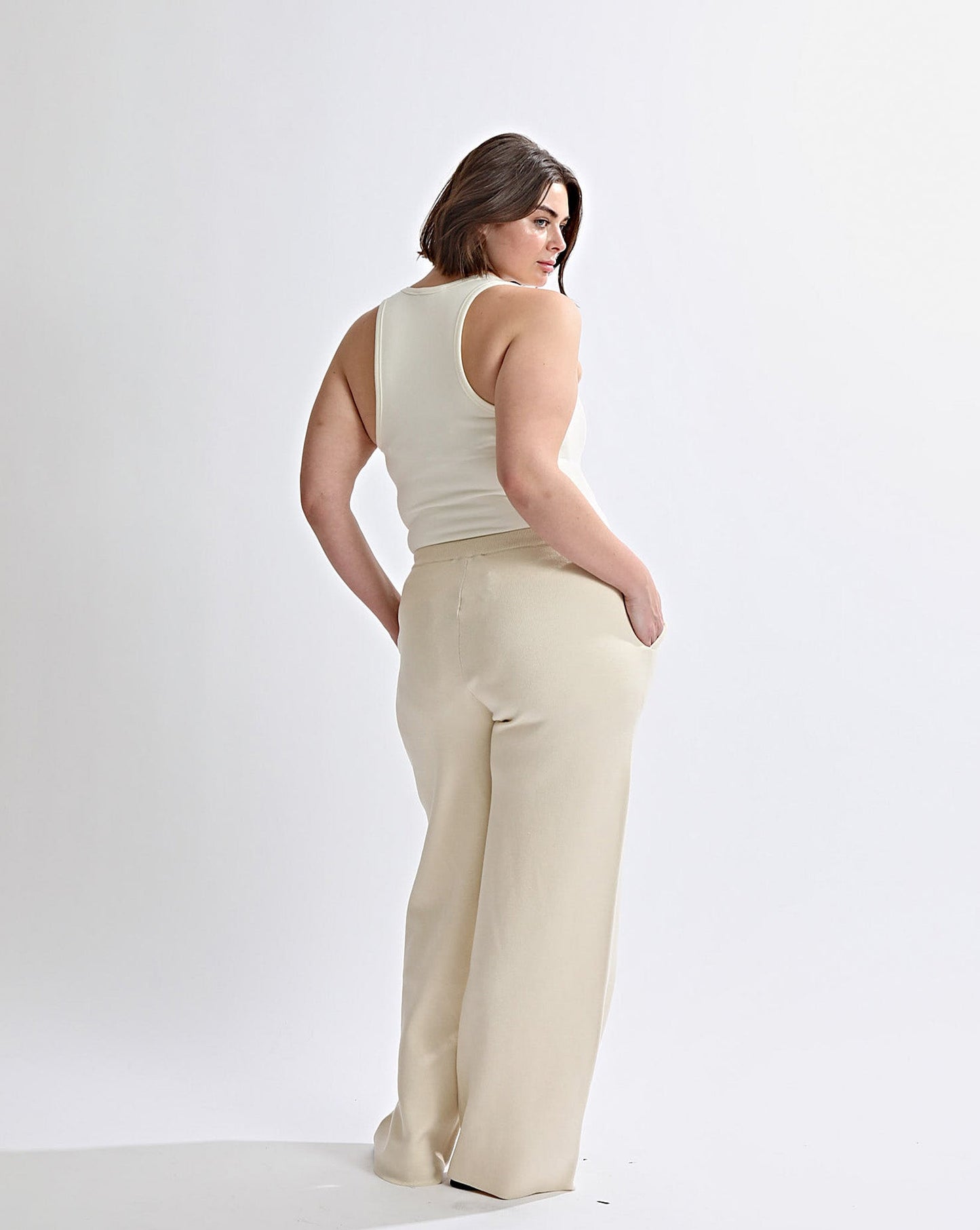 Dion Knit Pants Cream Cropped