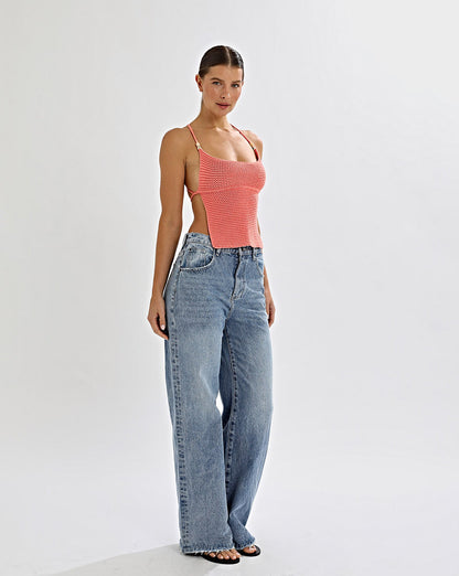 Lumi Knit Top Coral
