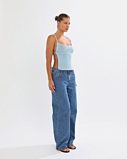 Lumi Knit Top Light Blue