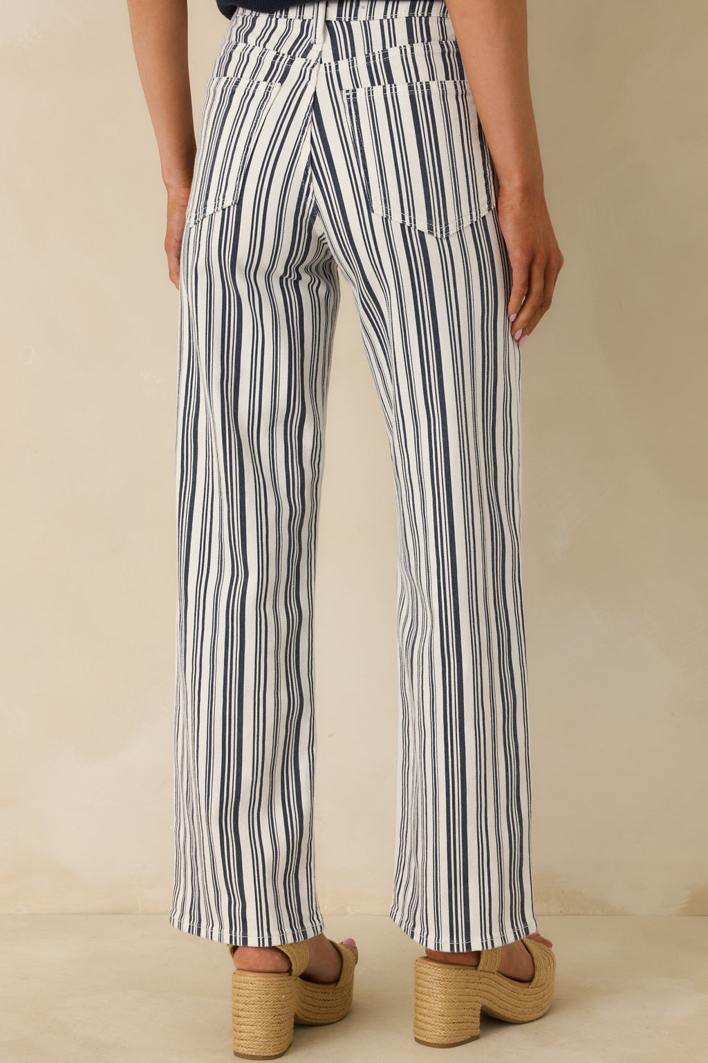 Boardwalk Bound Navy Stripe Cotton Wide Leg Pants