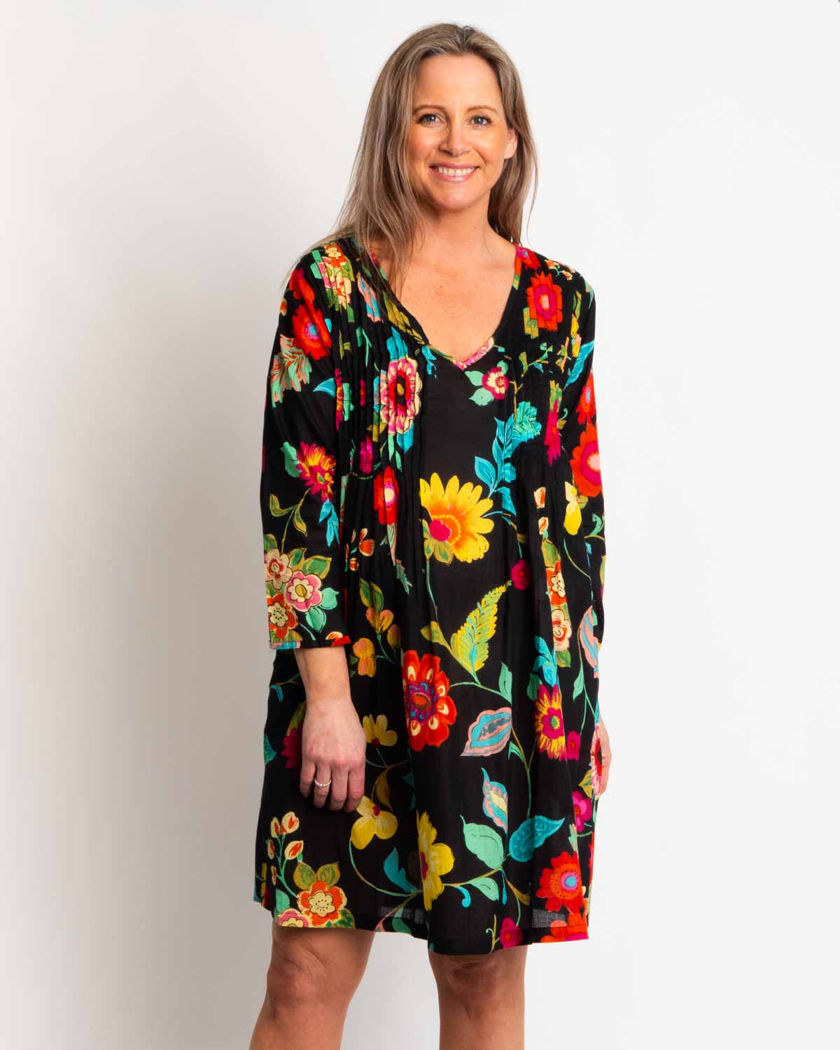 Heron Dress in Black Floral