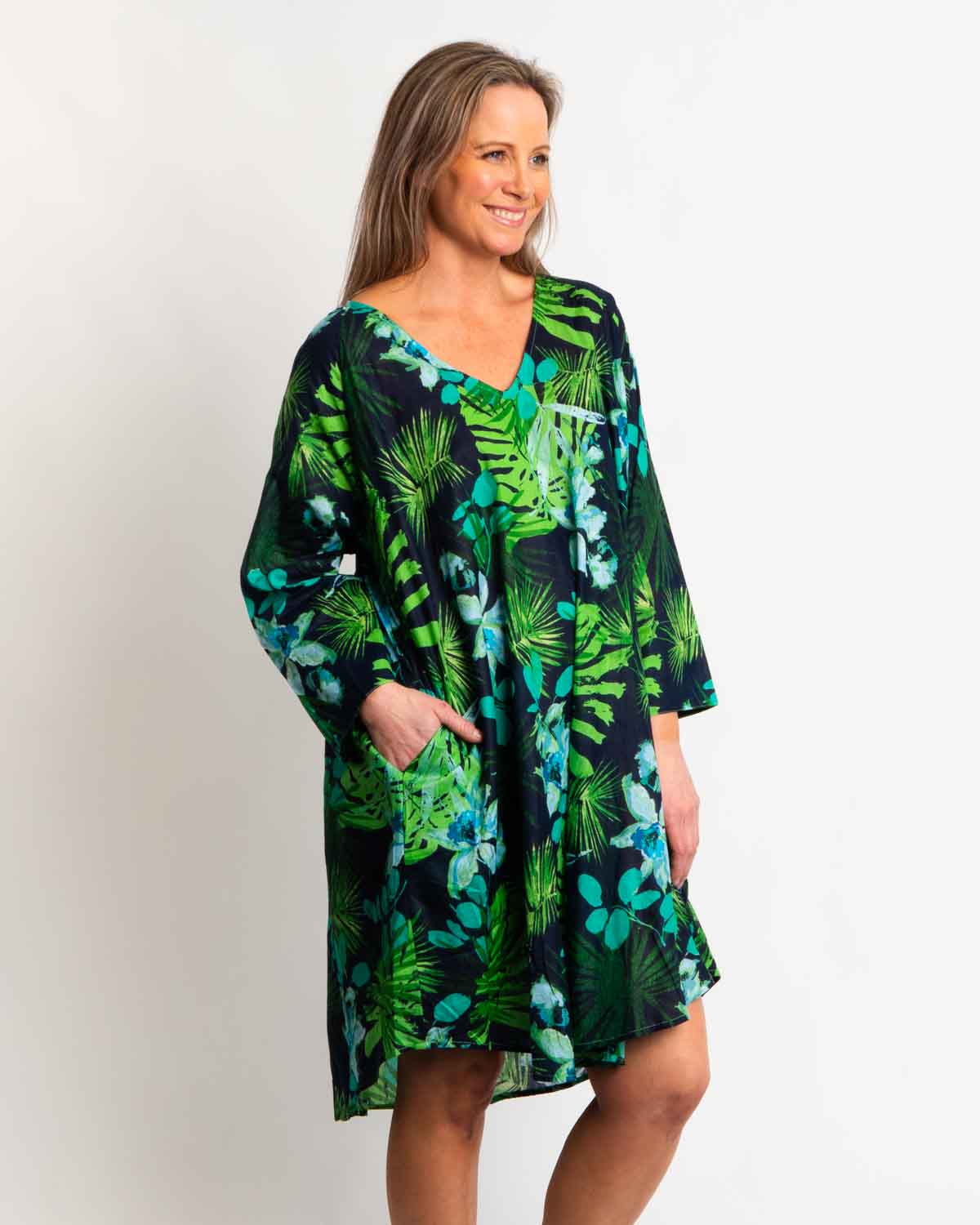 Free Size Proserpine Dress in Lime Green Garden Print