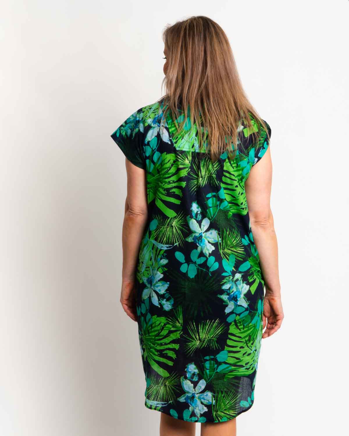 Magnetic Cap-sleeve Dress in Lime Green Garden