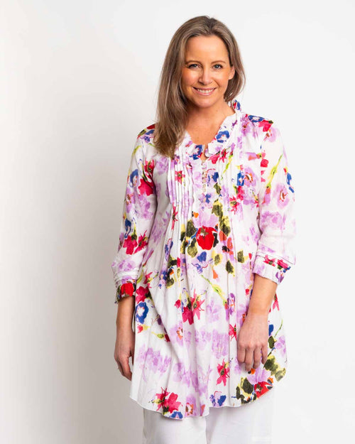 Long summer top in Lilac Pink