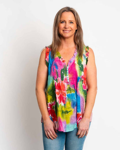 Chilli Top in Pastel Pink Blue and Lime