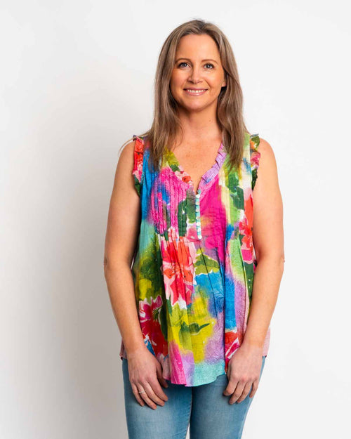 Chilli Top in Pastel Pink Blue and Lime
