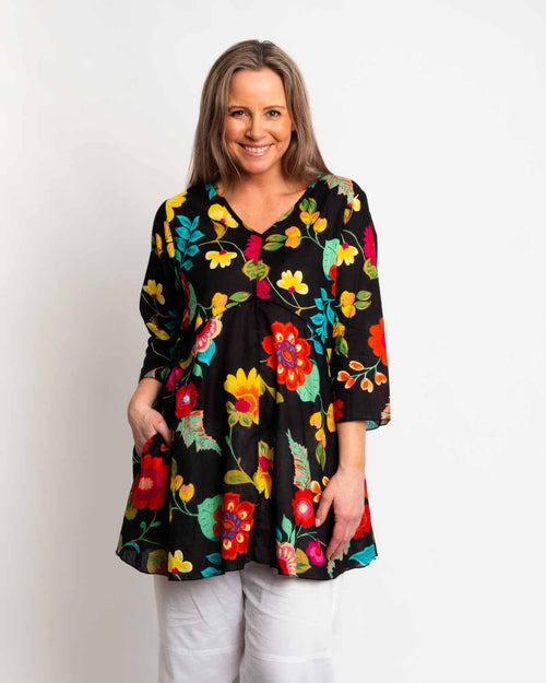 Daintree Top in Black Floral
