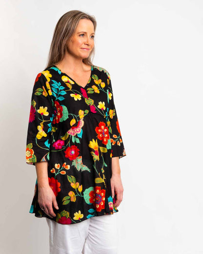 Daintree Top in Black Floral