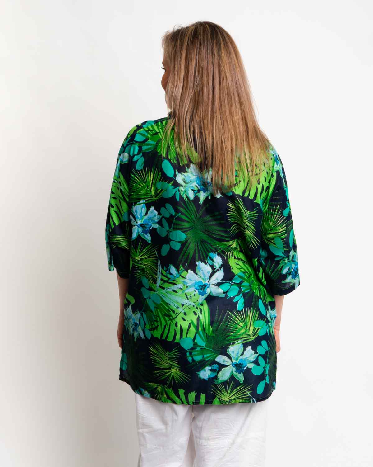 Trinity Beach Top in Lime Green Garden