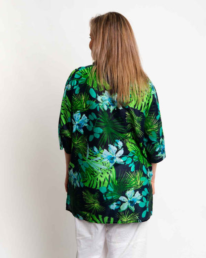 Trinity Beach Top in Lime Green Garden