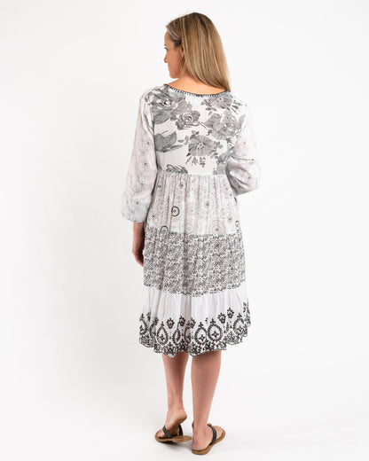 Gypsy Style Black and White Panel Dress