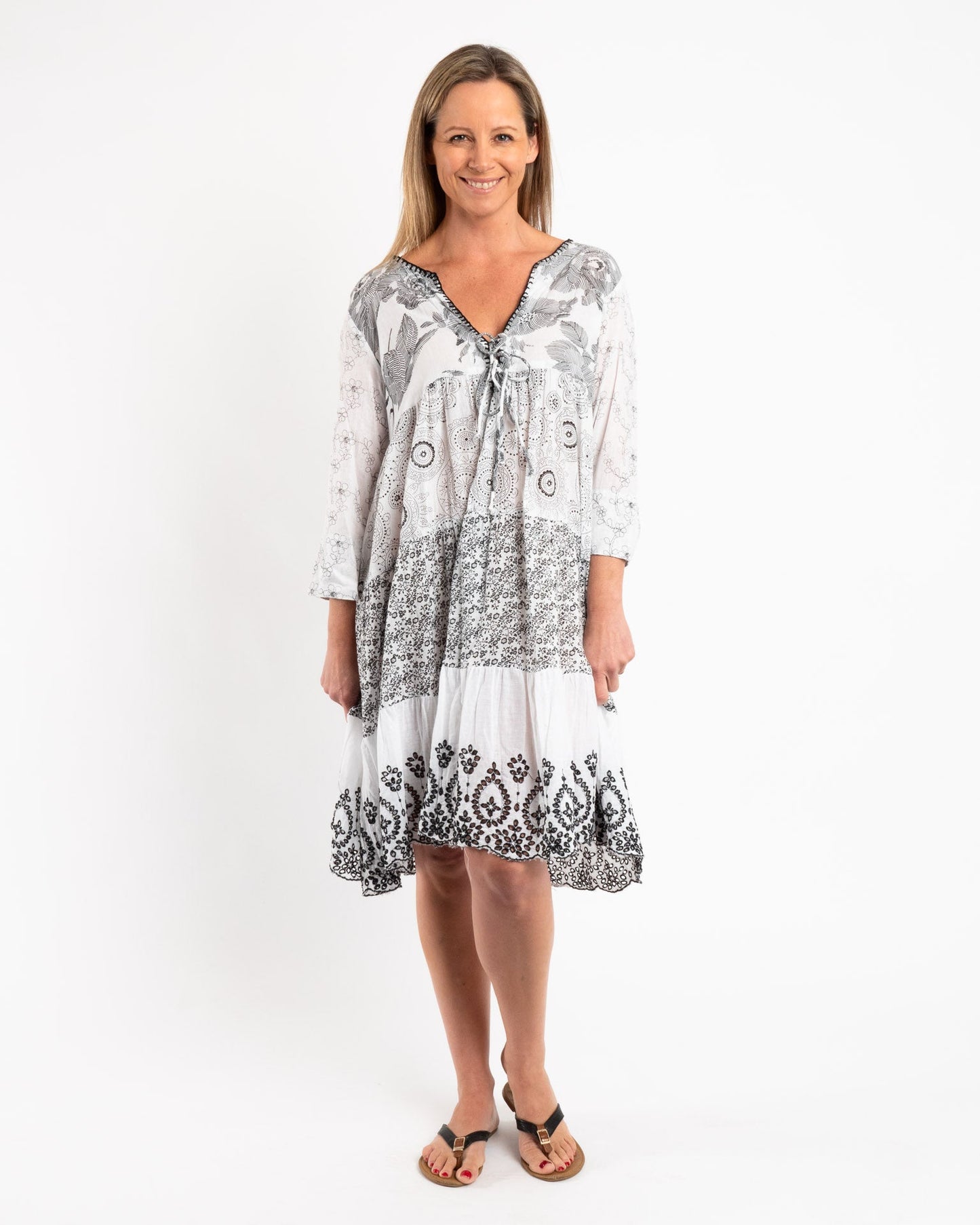 Gypsy Style Black and White Panel Dress