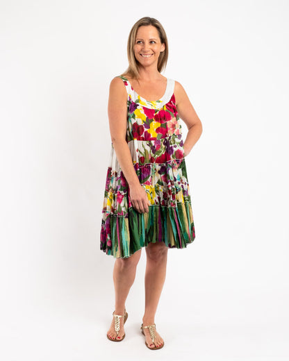 Round Neck Summer Garden Knee-length Panel Dress