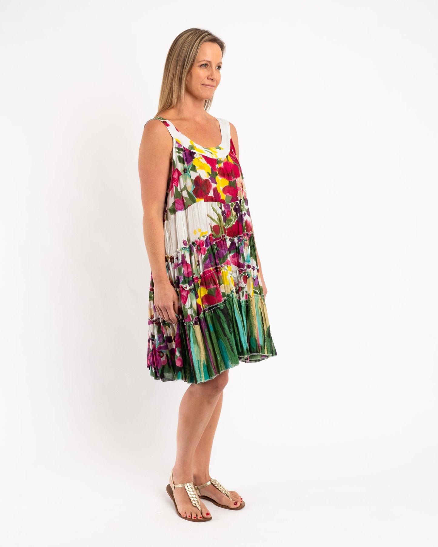 Round Neck Summer Garden Knee-length Panel Dress