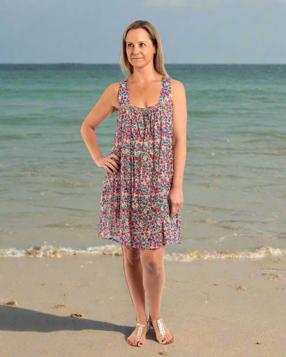 Beaded Above the Knee Summer Cotton Dress