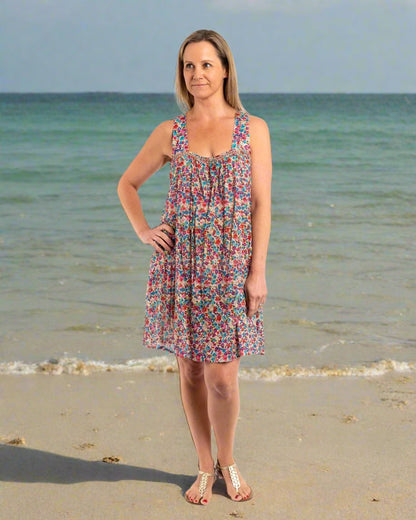 Beaded Above the Knee Summer Cotton Dress