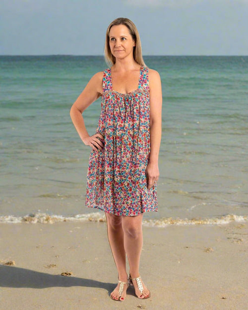 Beaded Above the Knee Summer Cotton Dress