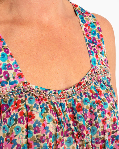 Beaded Above the Knee Summer Cotton Dress