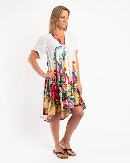 Loose Flowing Cap-sleeve A-line Dress