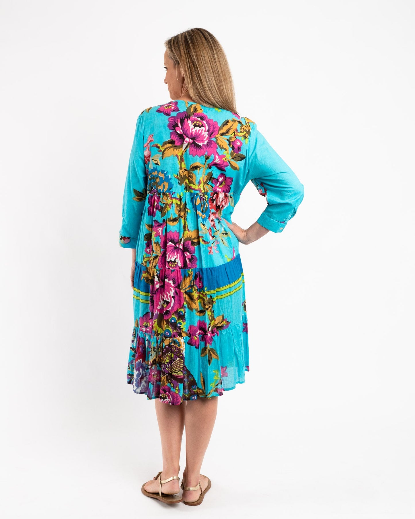 Gypsy Style Panel Dress in Sky Blue Floral