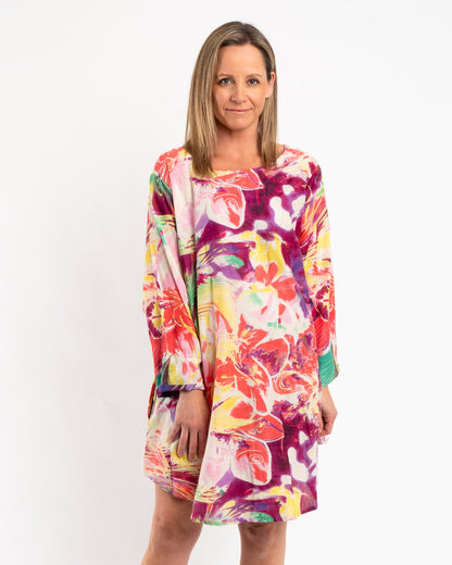 Free Size Summer Dress in Abstract Swirl