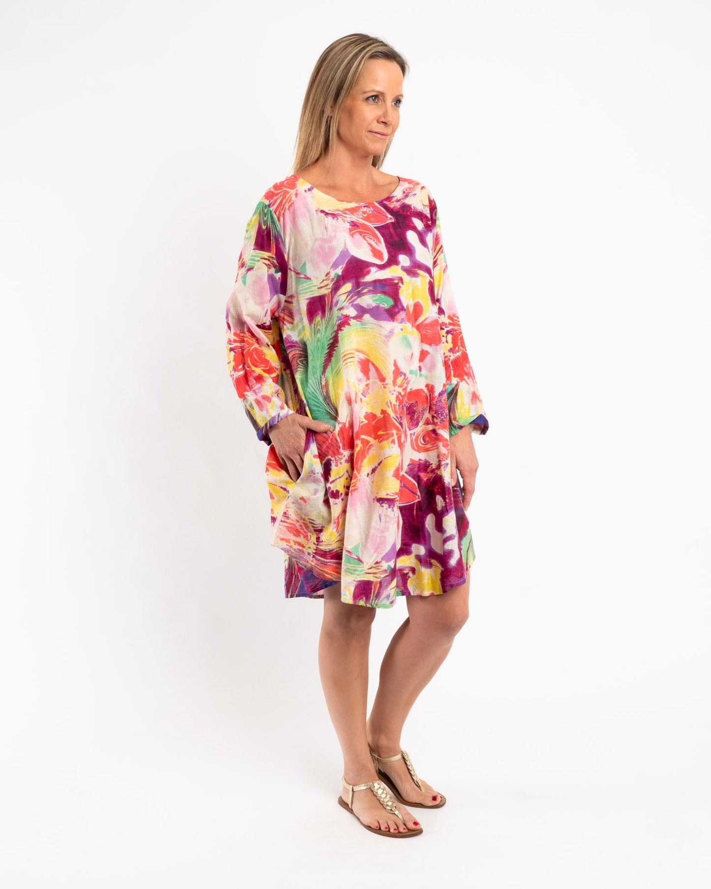Free Size Summer Dress in Abstract Swirl