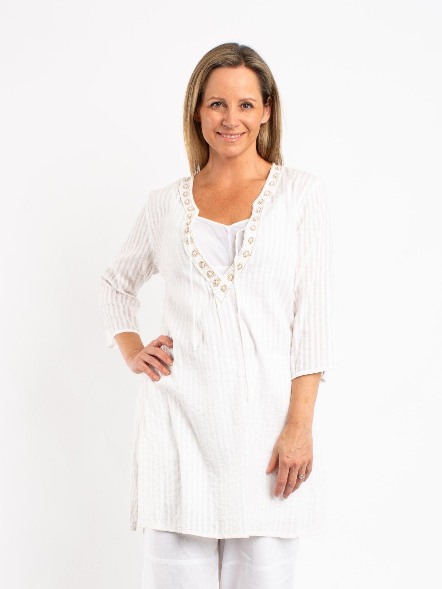 Kurta Style Top in Off White