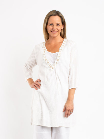 Kurta Style Top in Off White