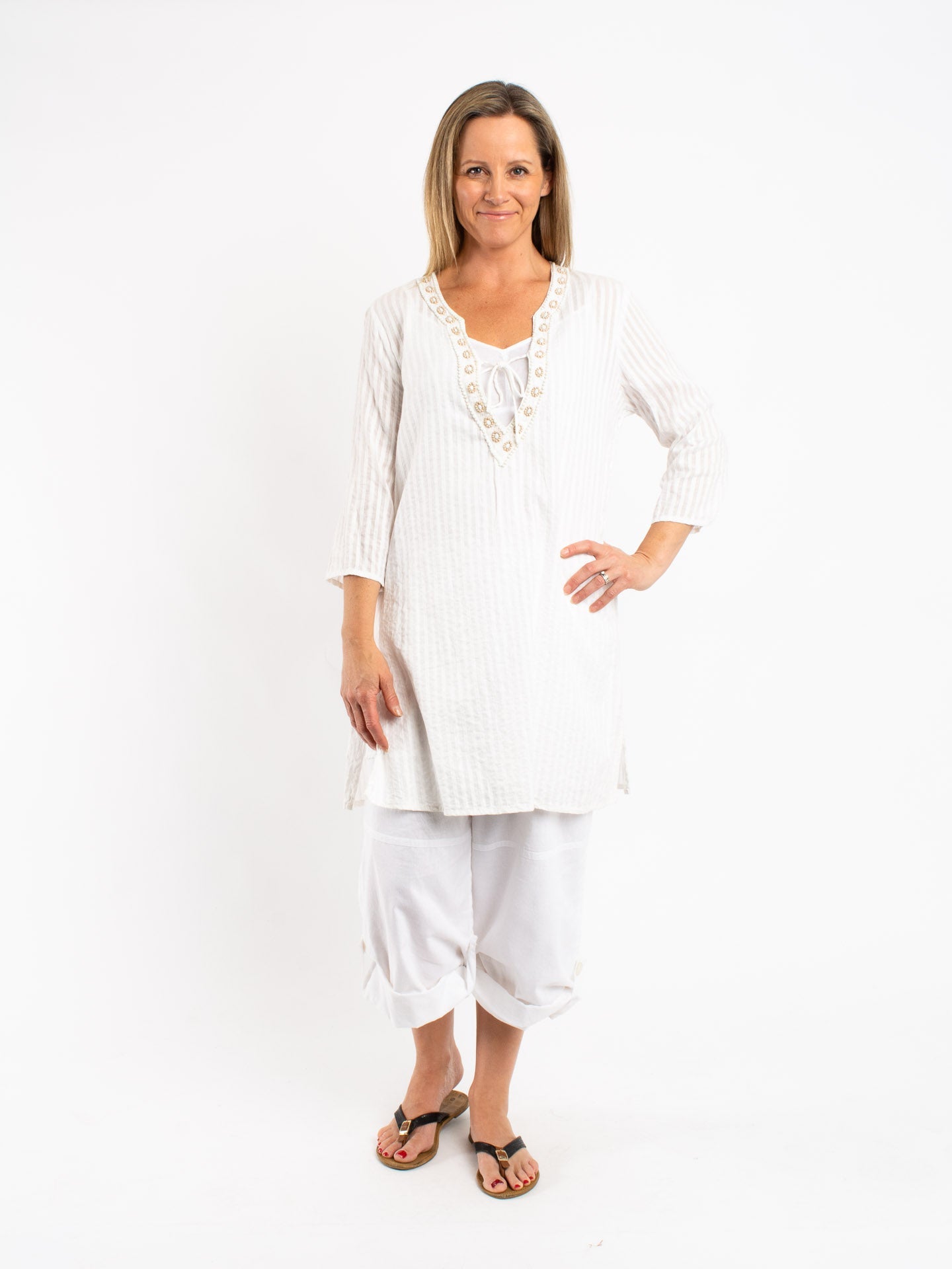 Kurta Style Top in Off White