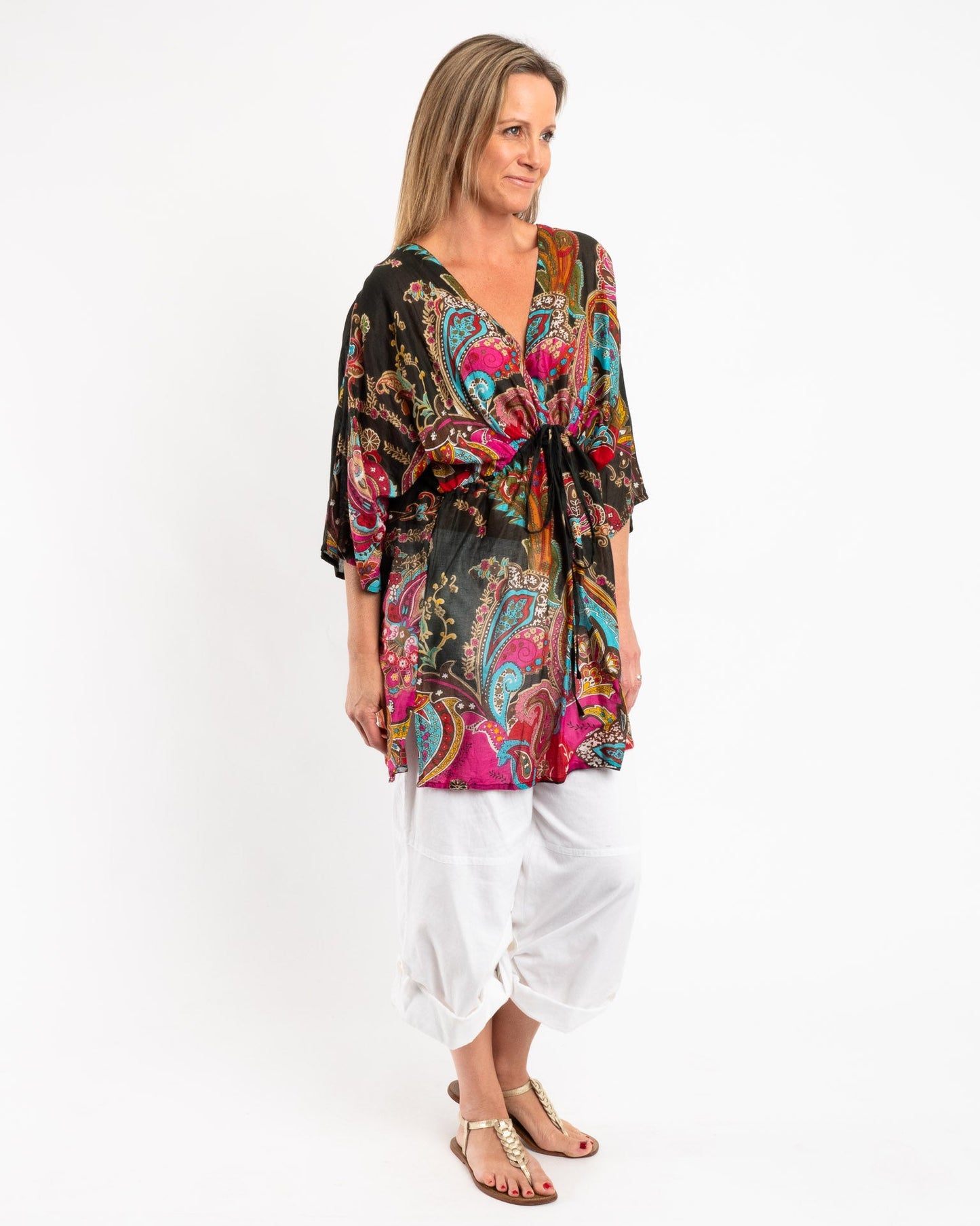 Batwing Top in Paisley Black Floral