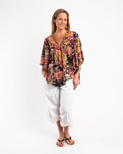 Batwing Top with Gather