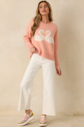 Love Birds Coral Orange Knit Swan Sweater
