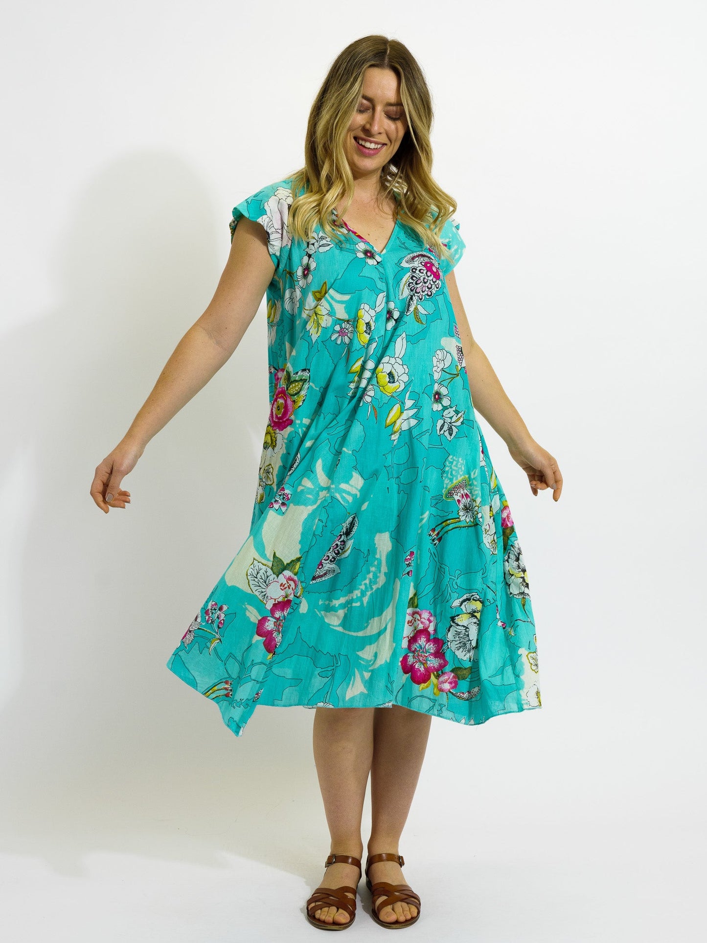 Maheno Dress in Ice Green Garden