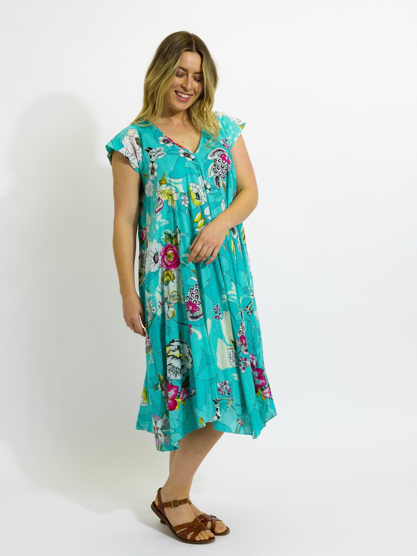 Maheno Dress in Ice Green Garden