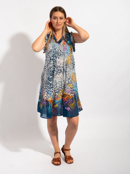 Chilli Style Dress in Blue Leopard