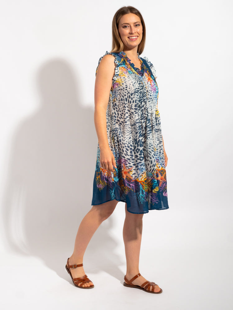Chilli Style Dress in Blue Leopard