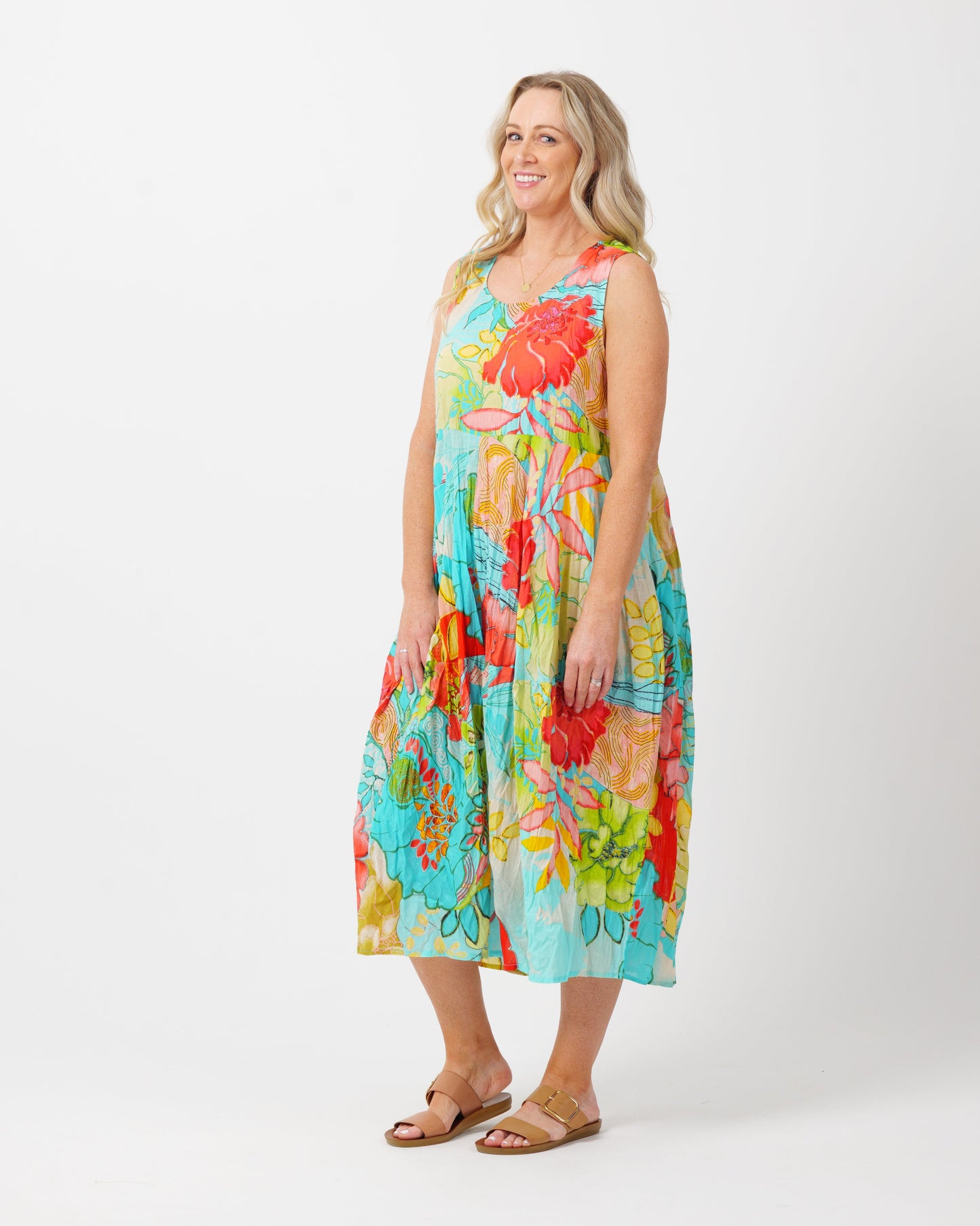 Glasshouse Free Size dress in Aqua Yellow
