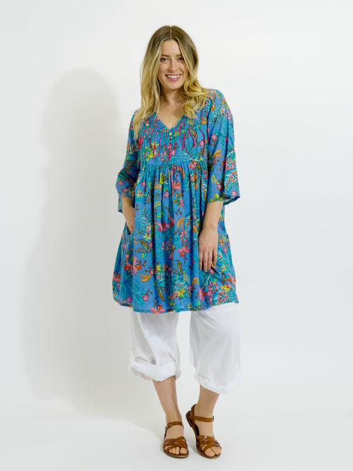 Billinudgel Dress in Blue Garden